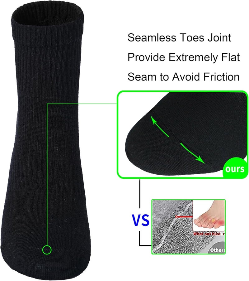 WindCrosser Womens Anti Odor Blister Proof Seamless Cotton Moisture Wicking Sports Quarter Crew/Ankle Dress Socks,Size 6-10 - Image 4